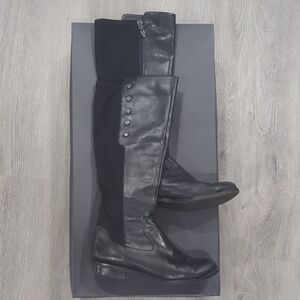 Tahari Black Over the Knee Boots Sleek Leather Design